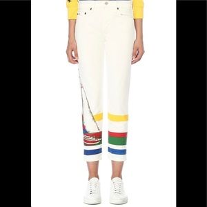 NWT $248 Polo Ralph Lauren Size 28 The Avery White Nautical Print Denim Jeans